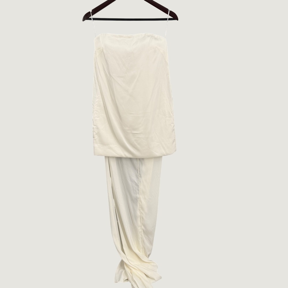 The New Arrivals Ilkyaz Ozel Ivory Strapless Mini Dress Train Bridal Size 34/XS